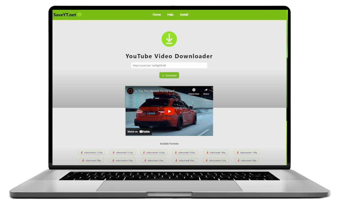 Laptop displaying the application
