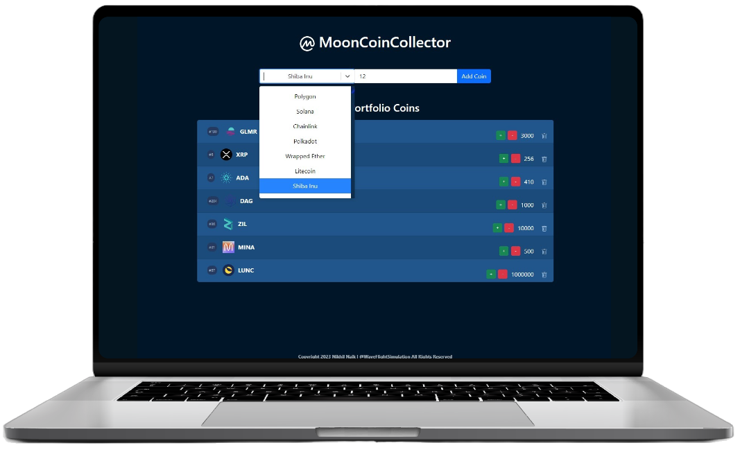 Laptop displaying the application